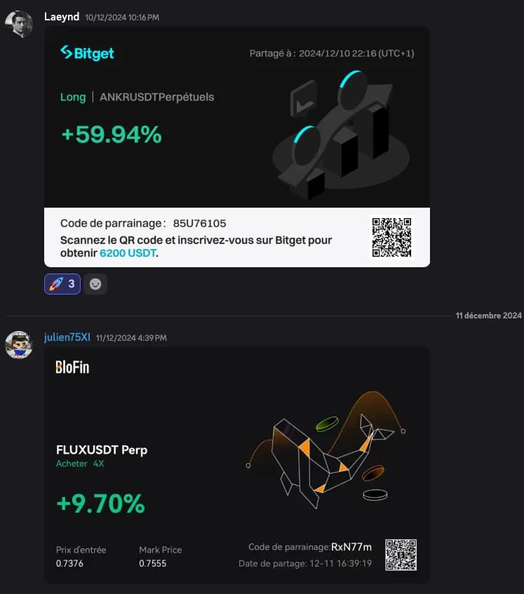 Positions ANKR et FLUX gagnantes