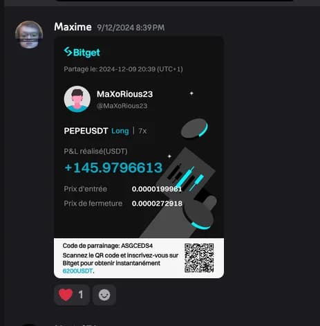Position PEPE clôturée à +145,98 USDT