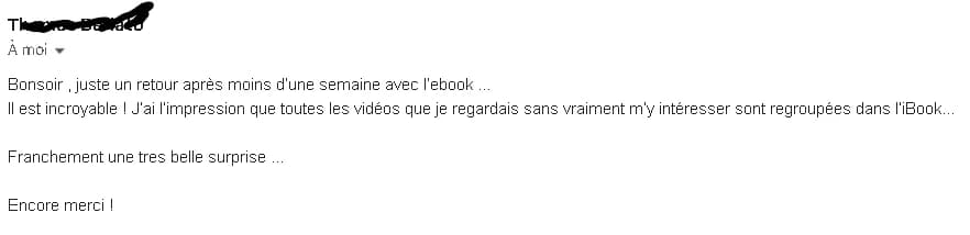 Avis de Thomas reçu par email