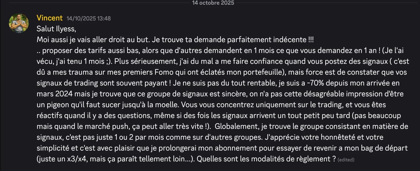 Avis de Vincent sur Discord